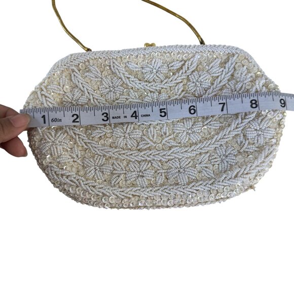 Vintage Comfort Trademark Yung Kee Womens Beaded/Sequins Silk Floral Handbag - Picture 9 of 10